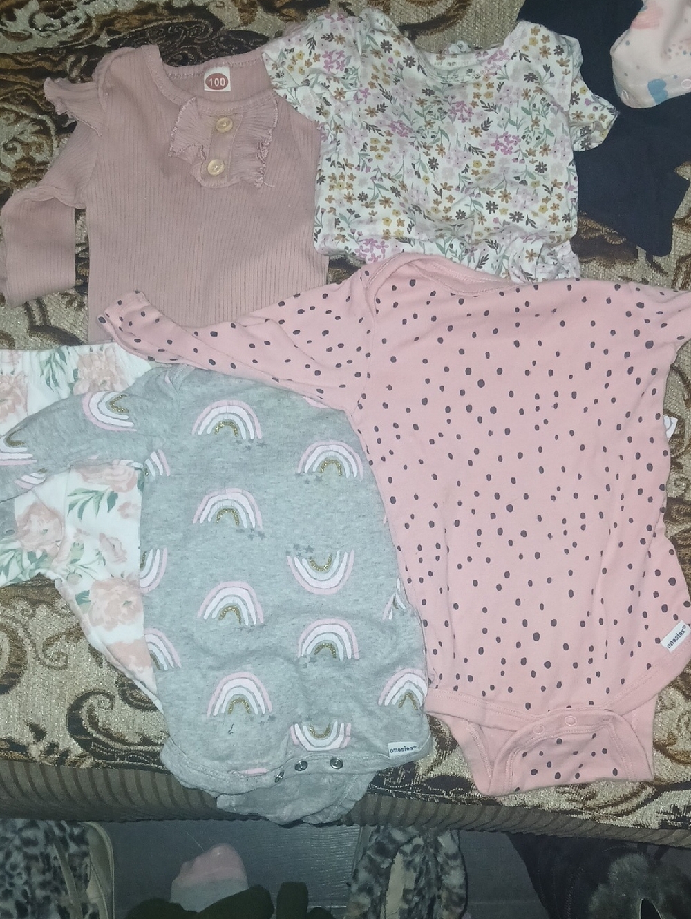 Gerber Pink Polka Dot Long-Sleeve One-Piece Bodysuit
